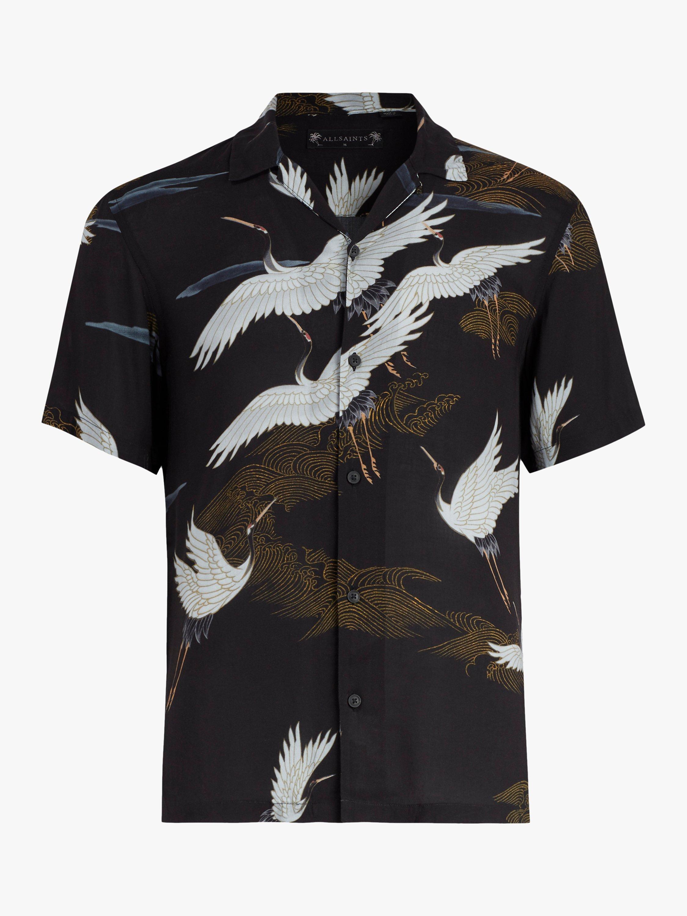 AllSaints Yonder Short Sleeve Kimono Shirt, Jet Black