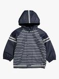 Polarn O. Pyret Children's Striped Waterproof Rain Jacket, Dark Sapphire