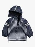 Polarn O. Pyret Children's Striped Waterproof Rain Jacket, Dark Sapphire