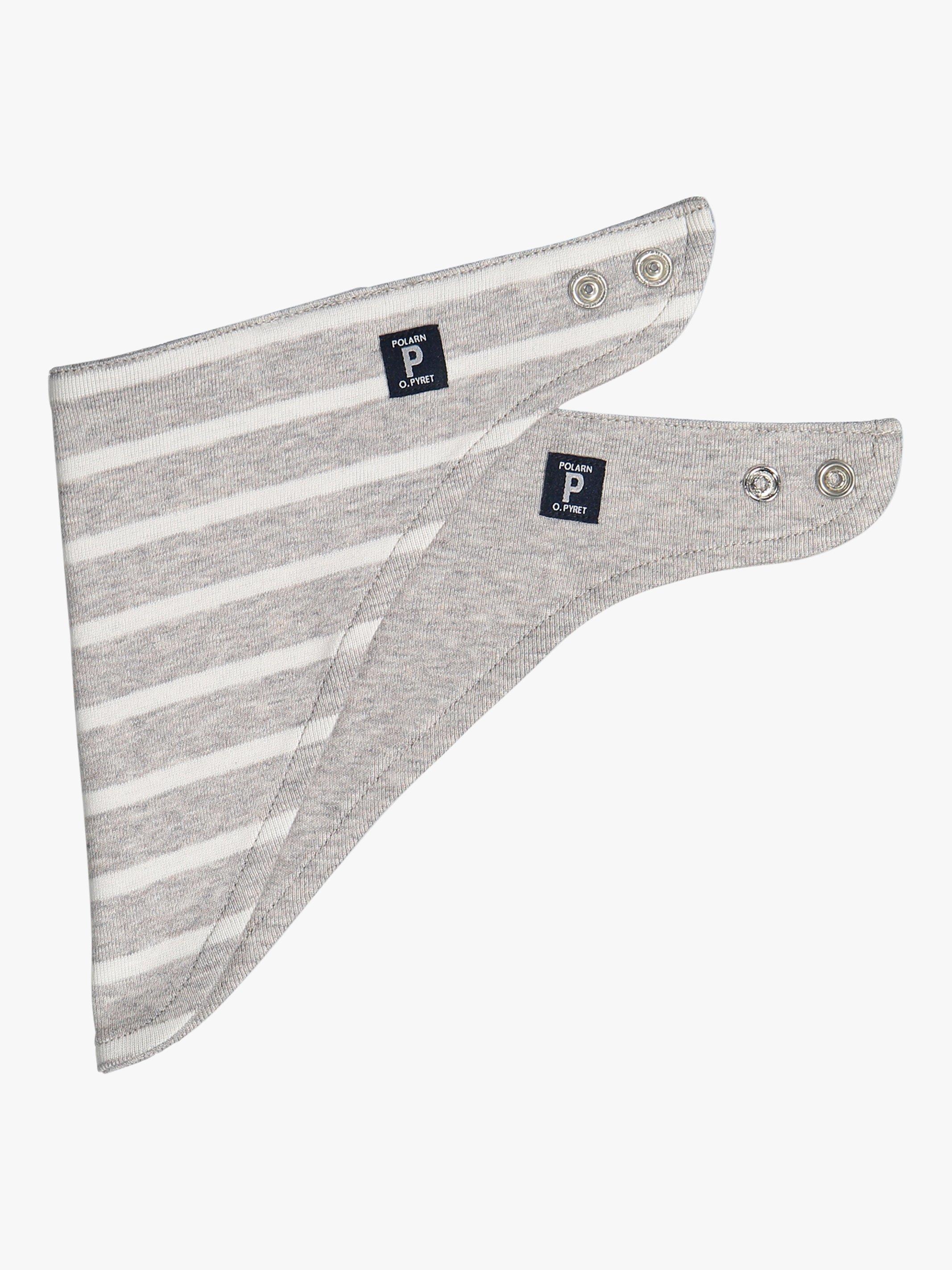 Polarn O. Pyret Baby Striped Reversible Dribble Bib, Melange Grey