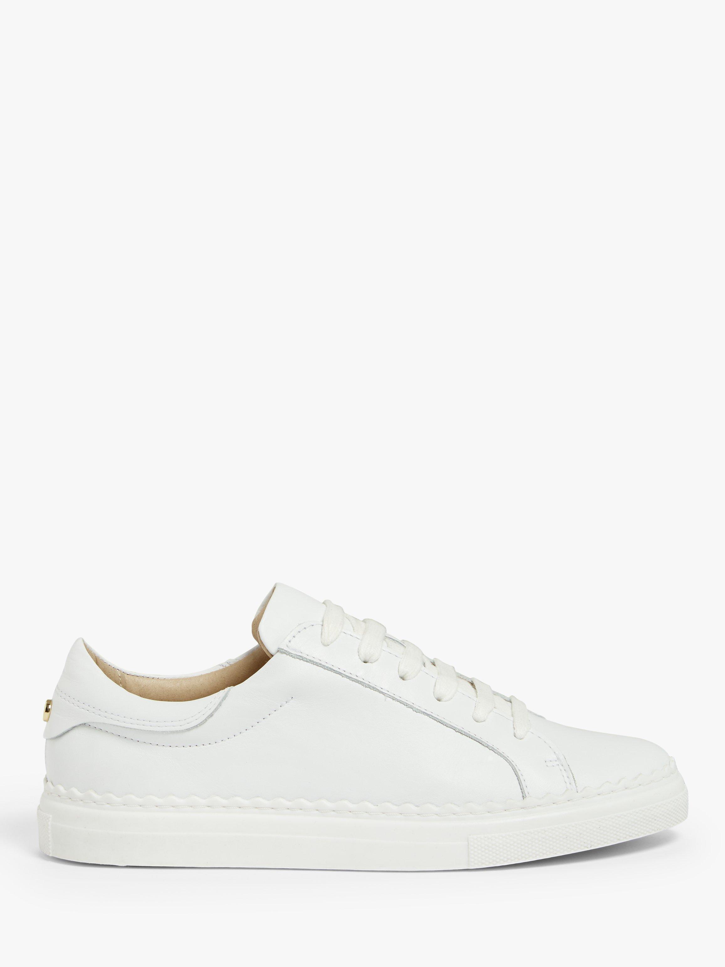 John Lewis Fiona Scalloped Detail Leather Trainers, White, 3