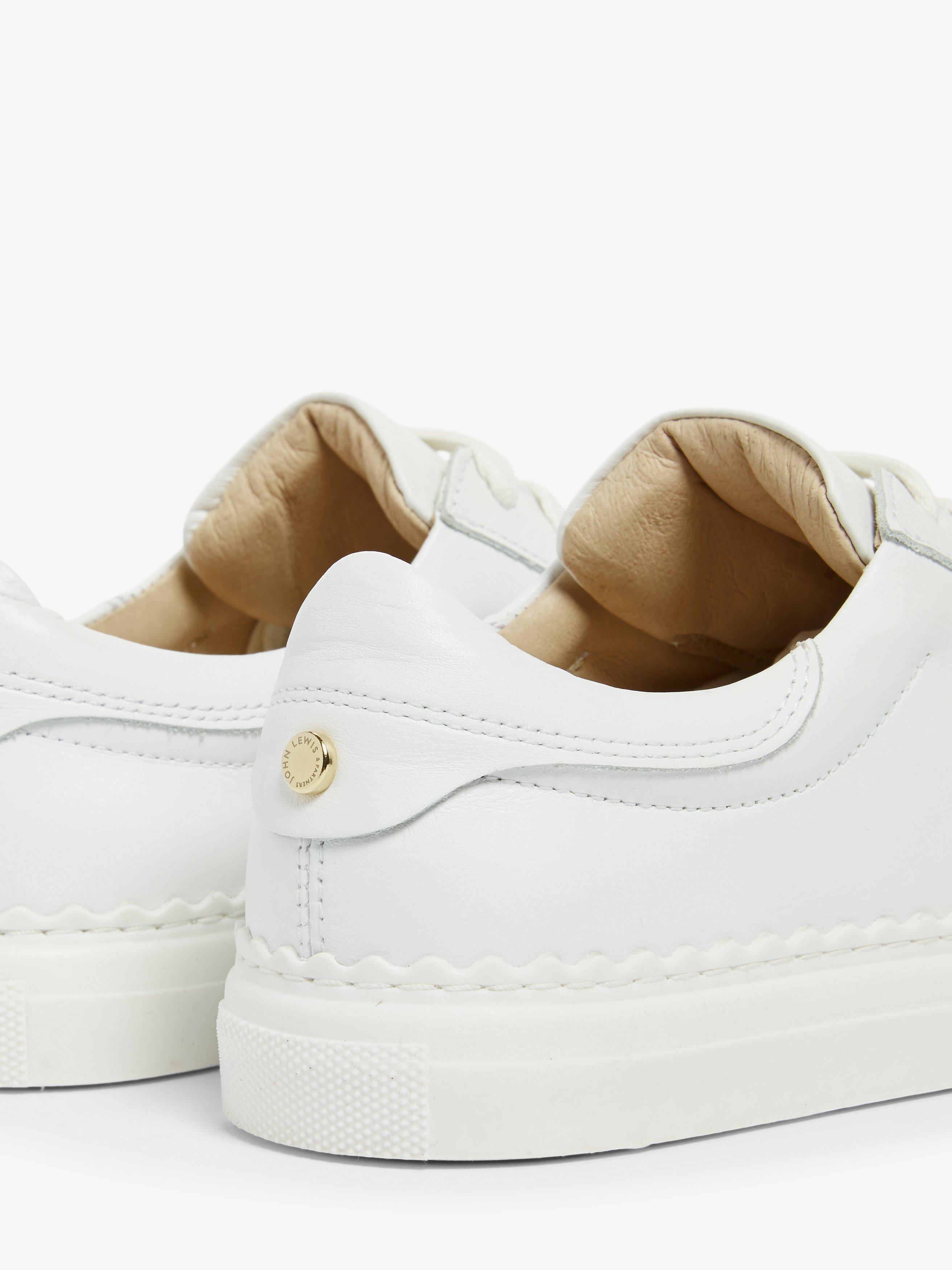 John Lewis Fiona Scalloped Detail Leather Trainers White