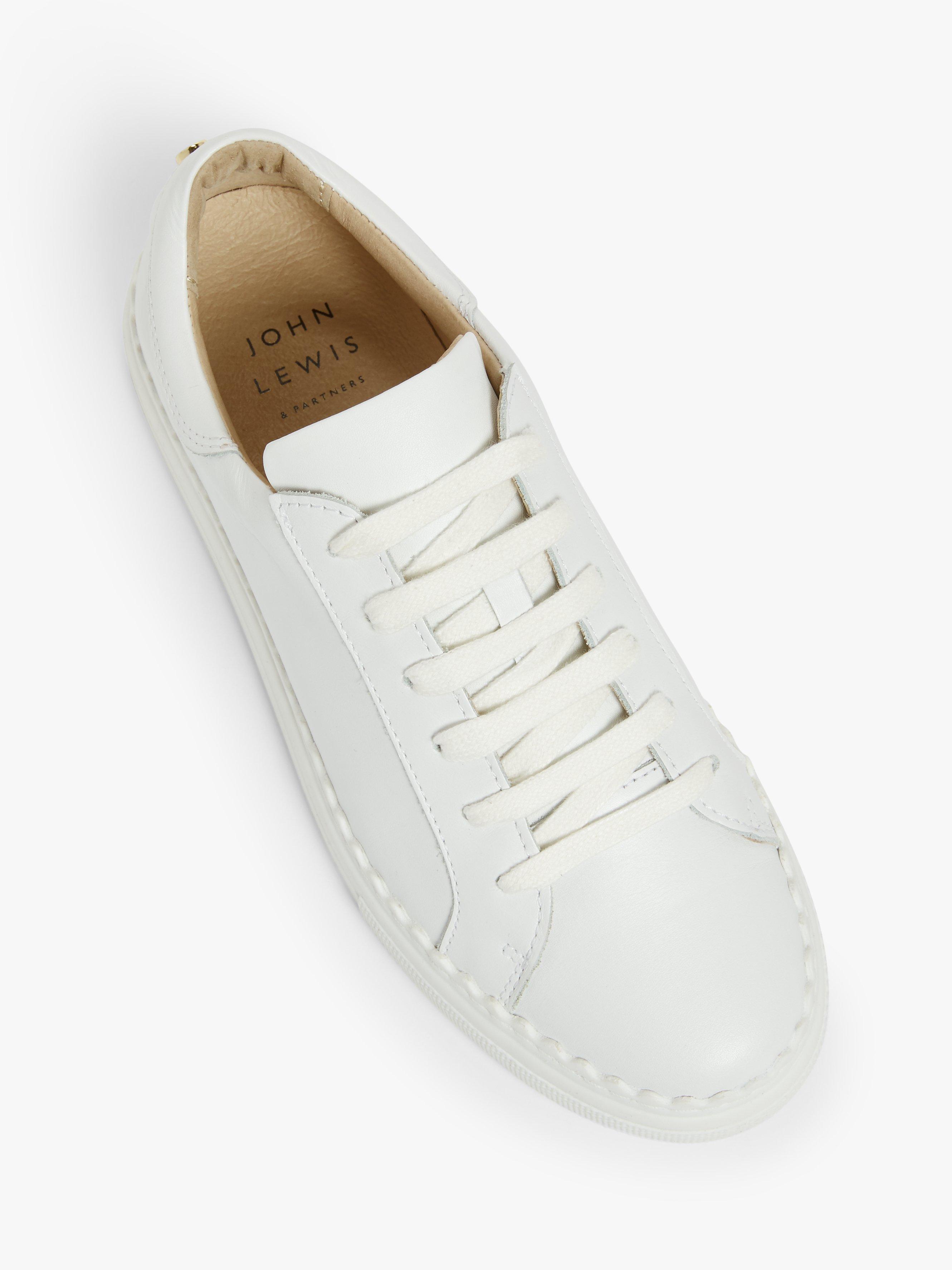 John Lewis Fiona Scalloped Detail Leather Trainers, White, 3