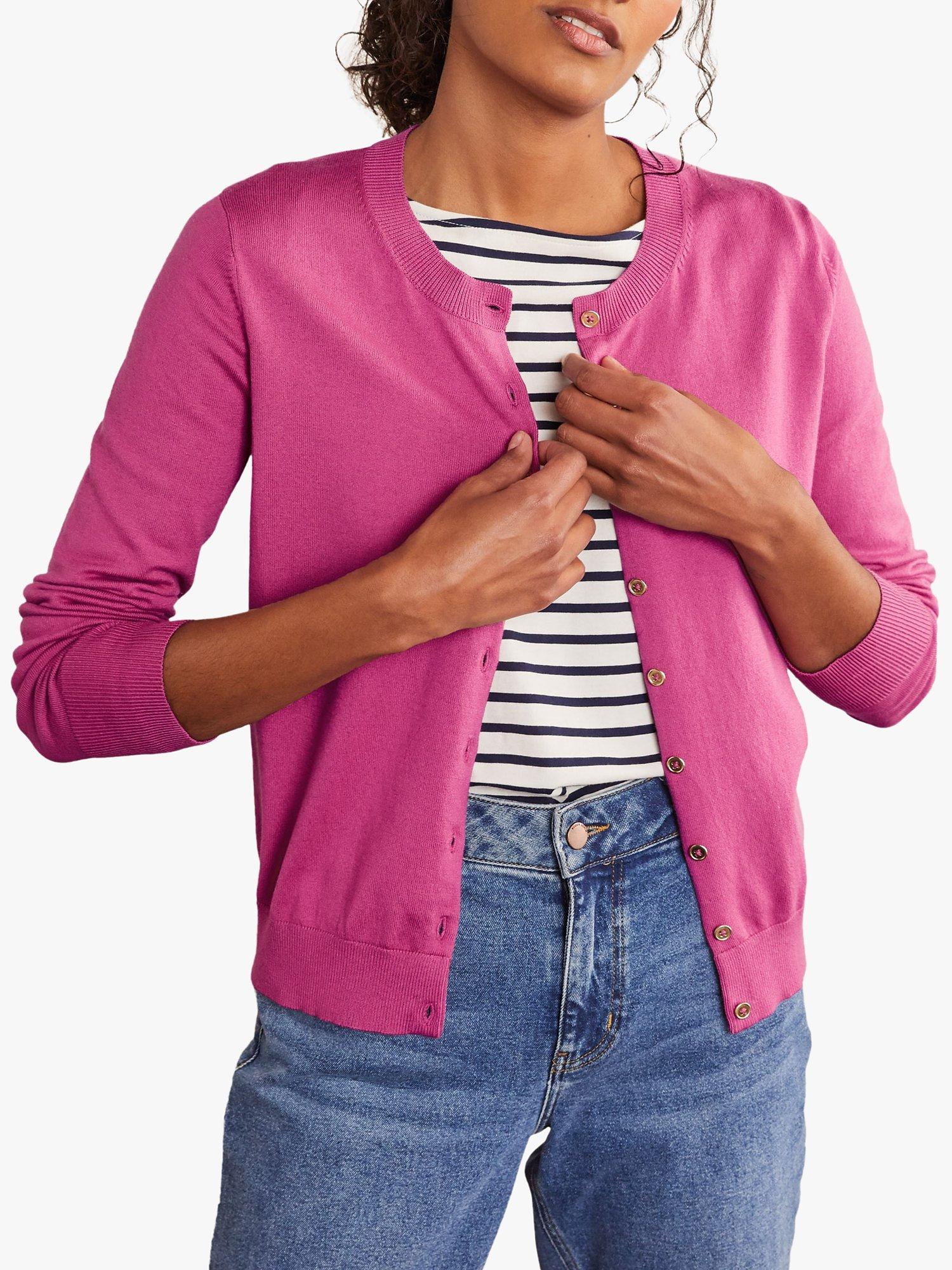 Boden Eldon Cotton Cardigan, Berry Sorbet