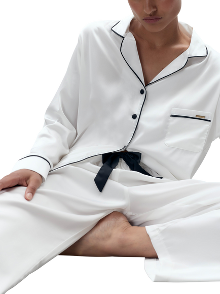 Bluebella Claudia Satin Trouser Pyjama Set, White