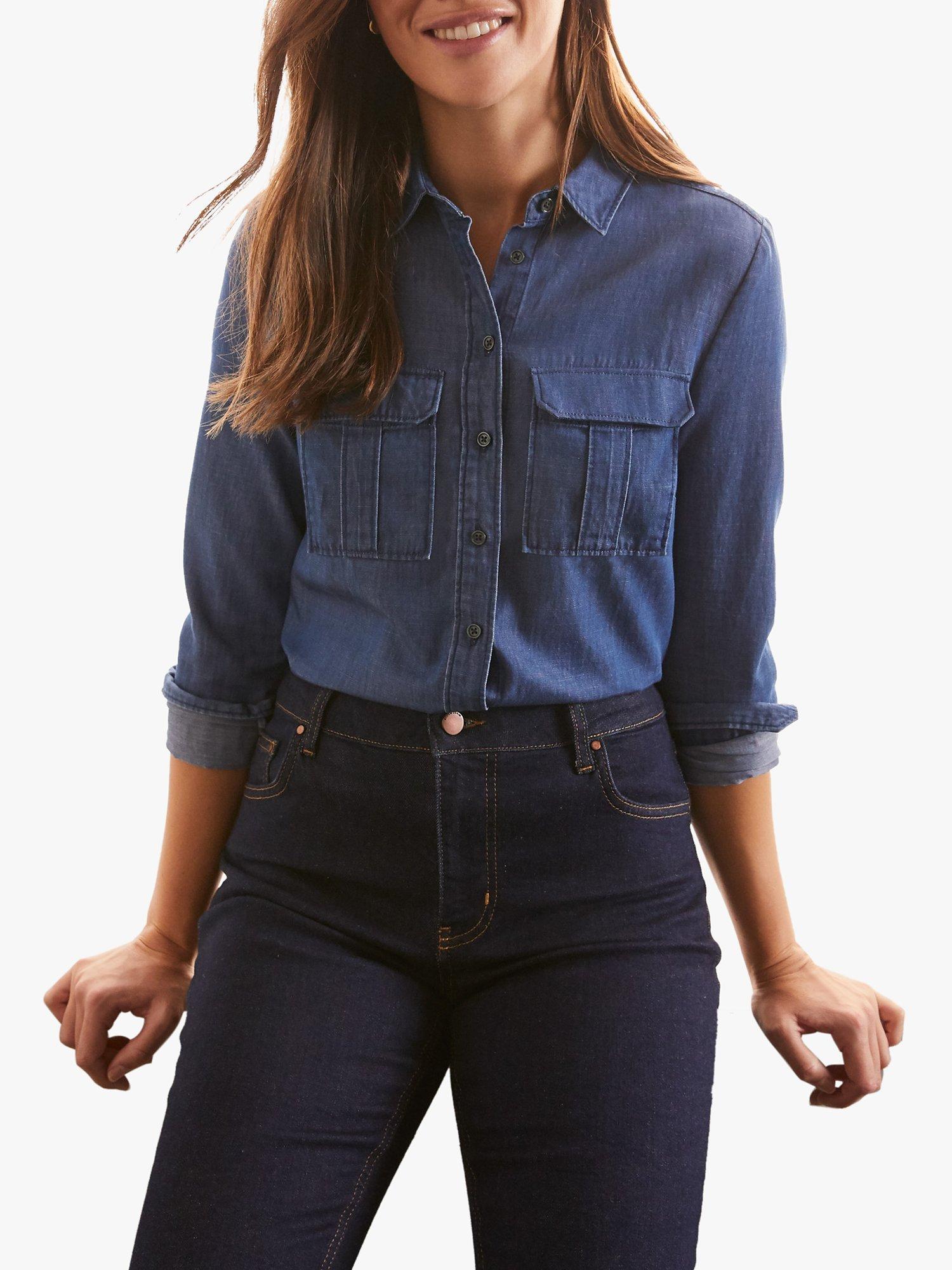Boden Faye Denim Shirt, Vintage Blue