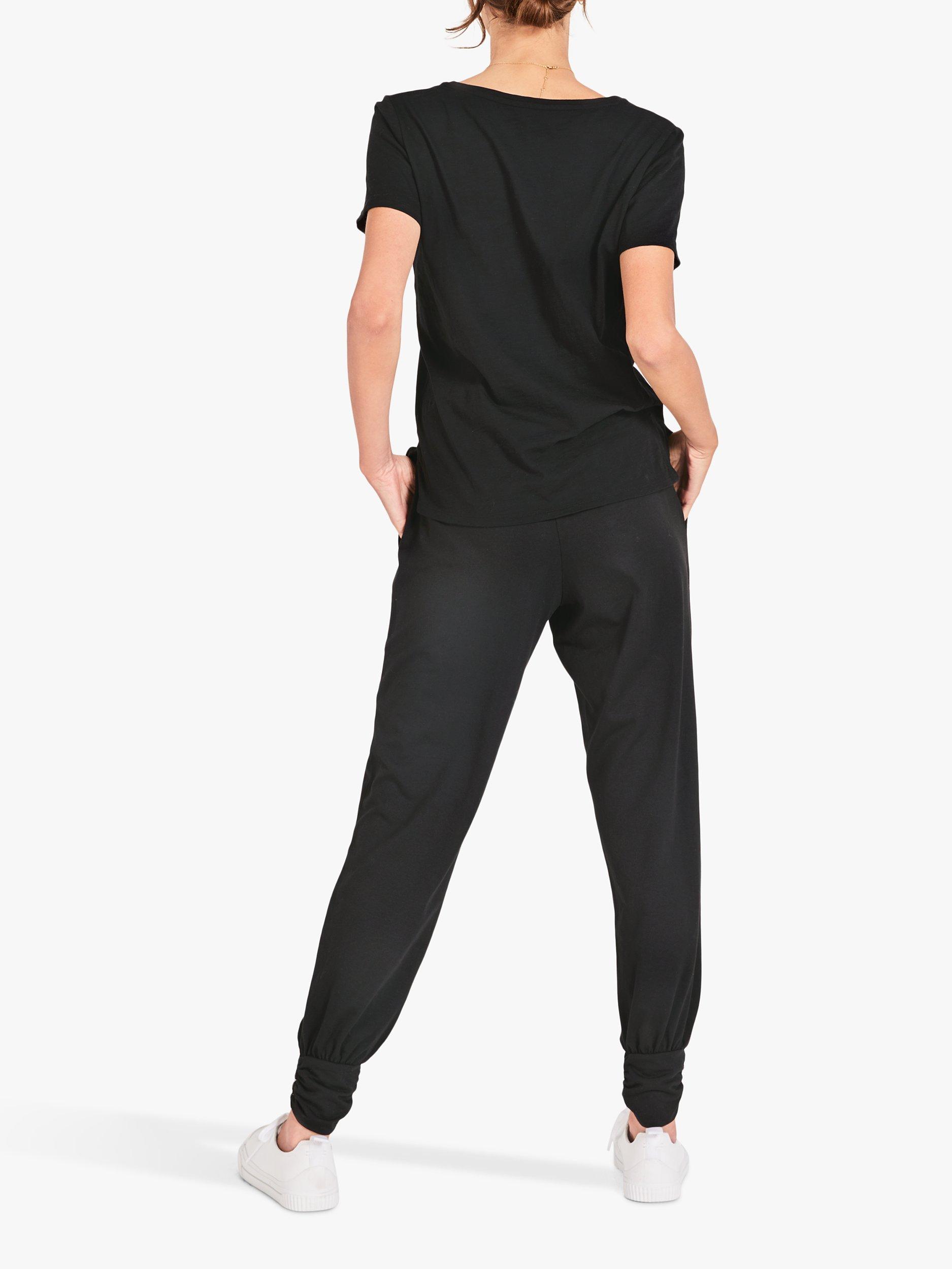 Product image 2 of 5, which shows HUSH Cotton Cali Slub V-Neck T-Shirt, Black, XS