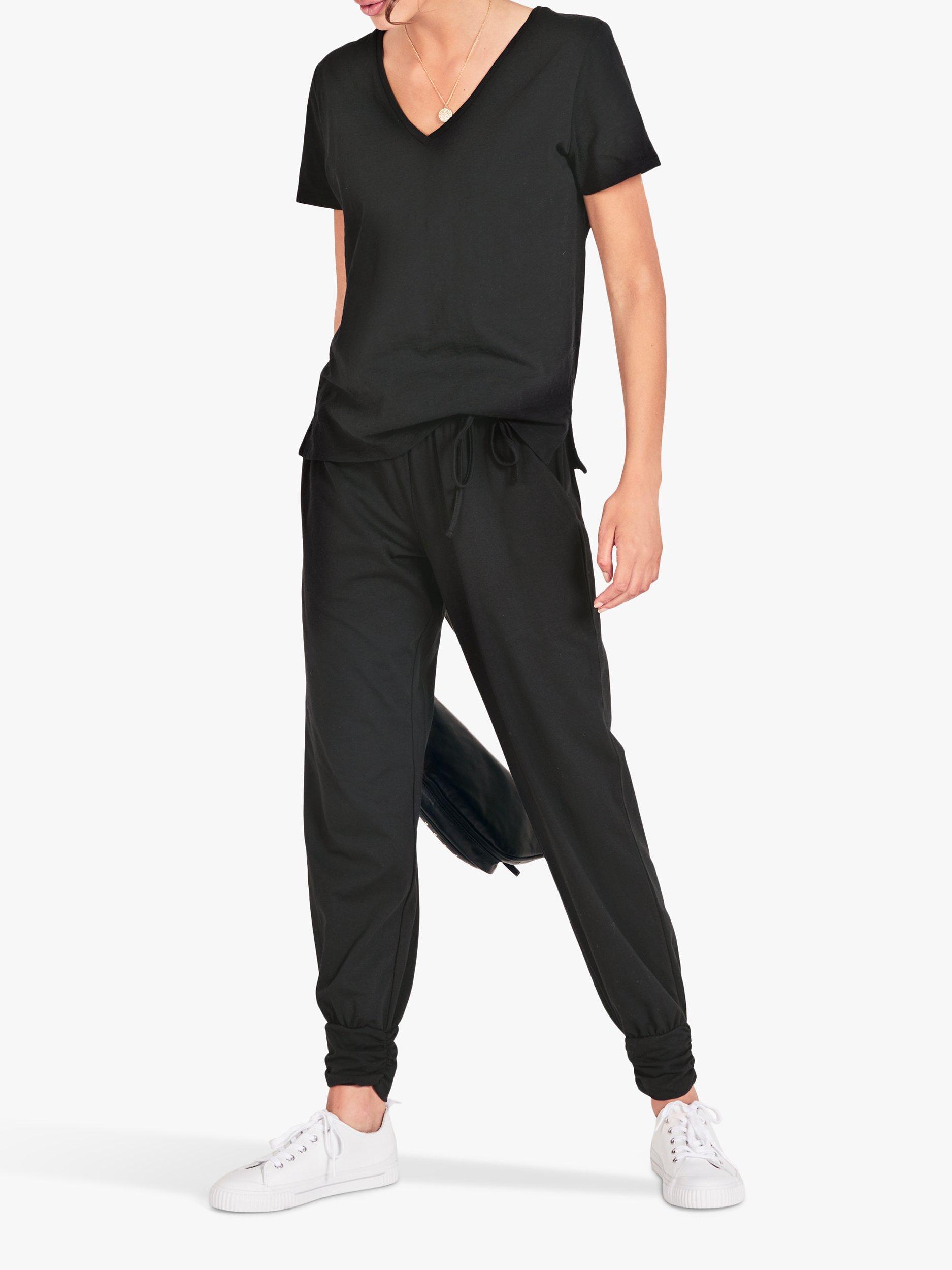 Product image 3 of 5, which shows HUSH Cotton Cali Slub V-Neck T-Shirt, Black, XS