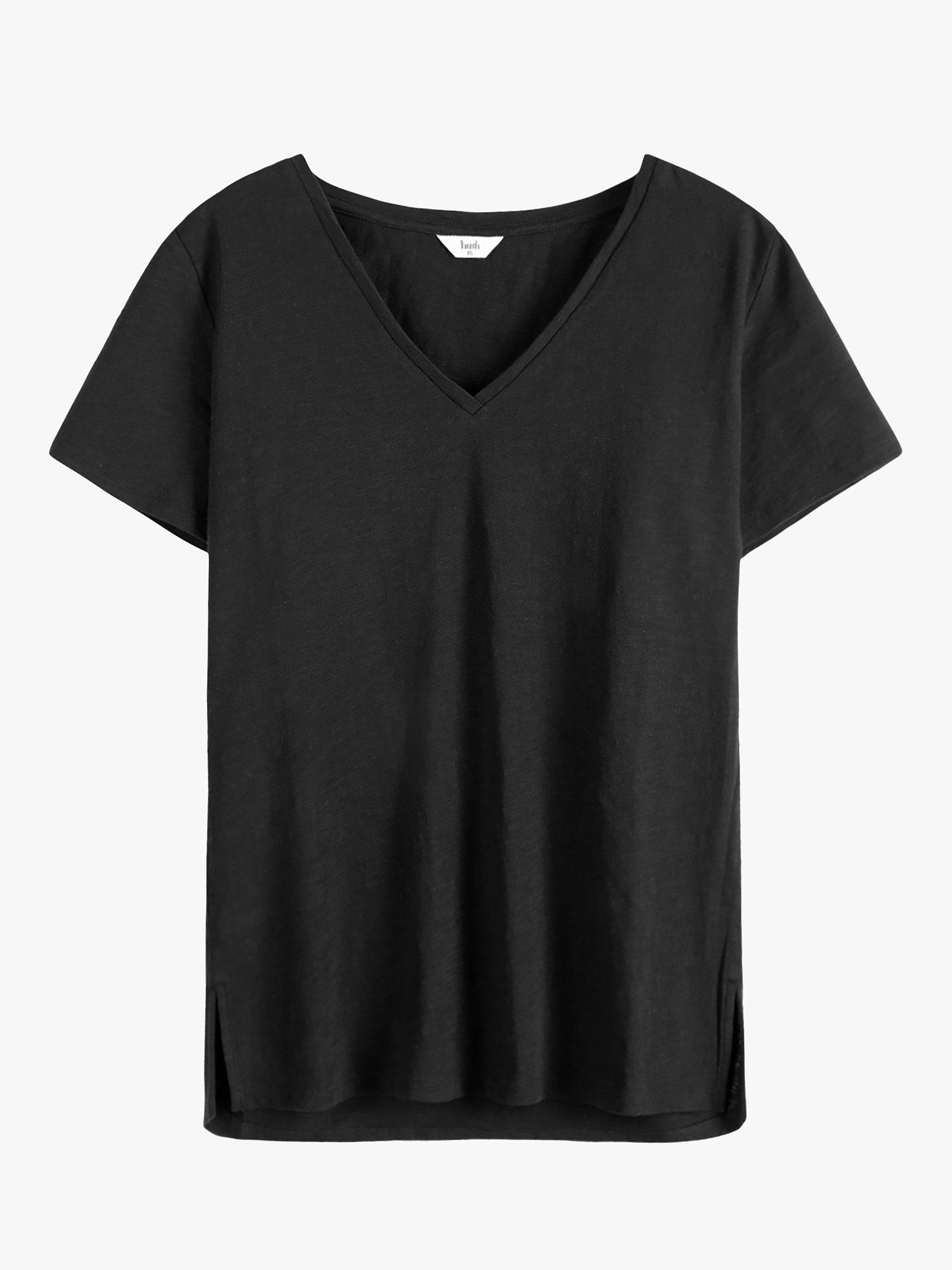 Product image 4 of 5, which shows HUSH Cotton Cali Slub V-Neck T-Shirt, Black, XS