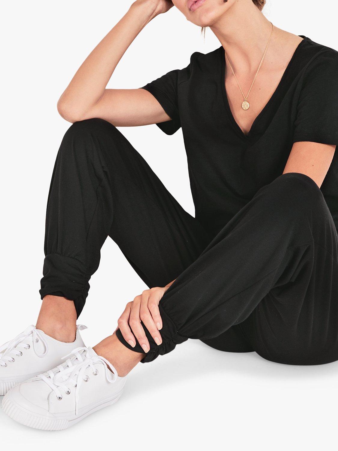 Product image 5 of 5, which shows HUSH Cotton Cali Slub V-Neck T-Shirt, Black, XS