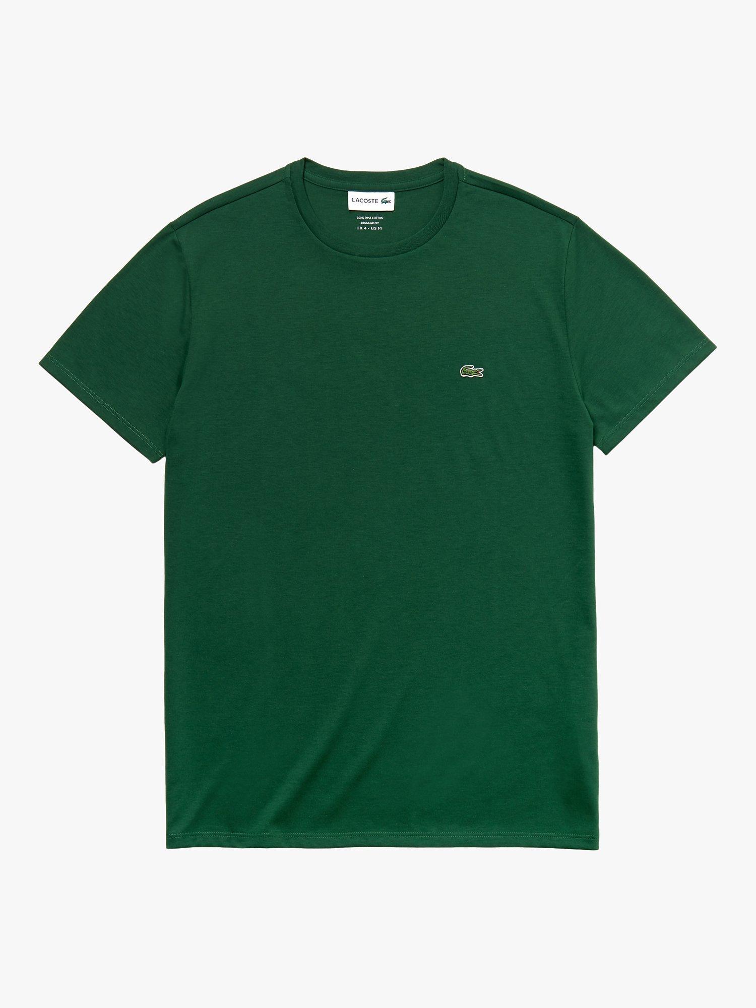 Product image 1 of 7, which shows Lacoste Classic Pima Cotton Crew Neck T-Shirt, Green, S
