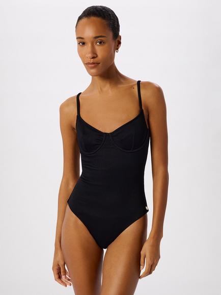 Whistles Ribbed Swimsuit, Black, Black
