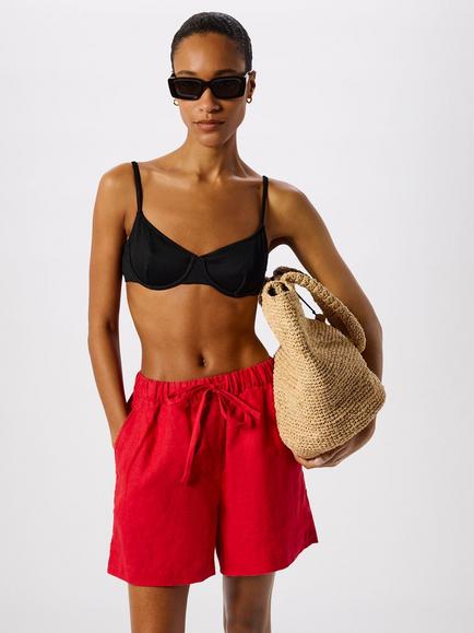 Whistles Ribbed Bikini Top, Black, Black