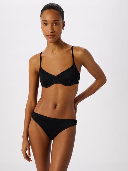 Whistles Ribbed Bikini Top, Black - view 2, Black