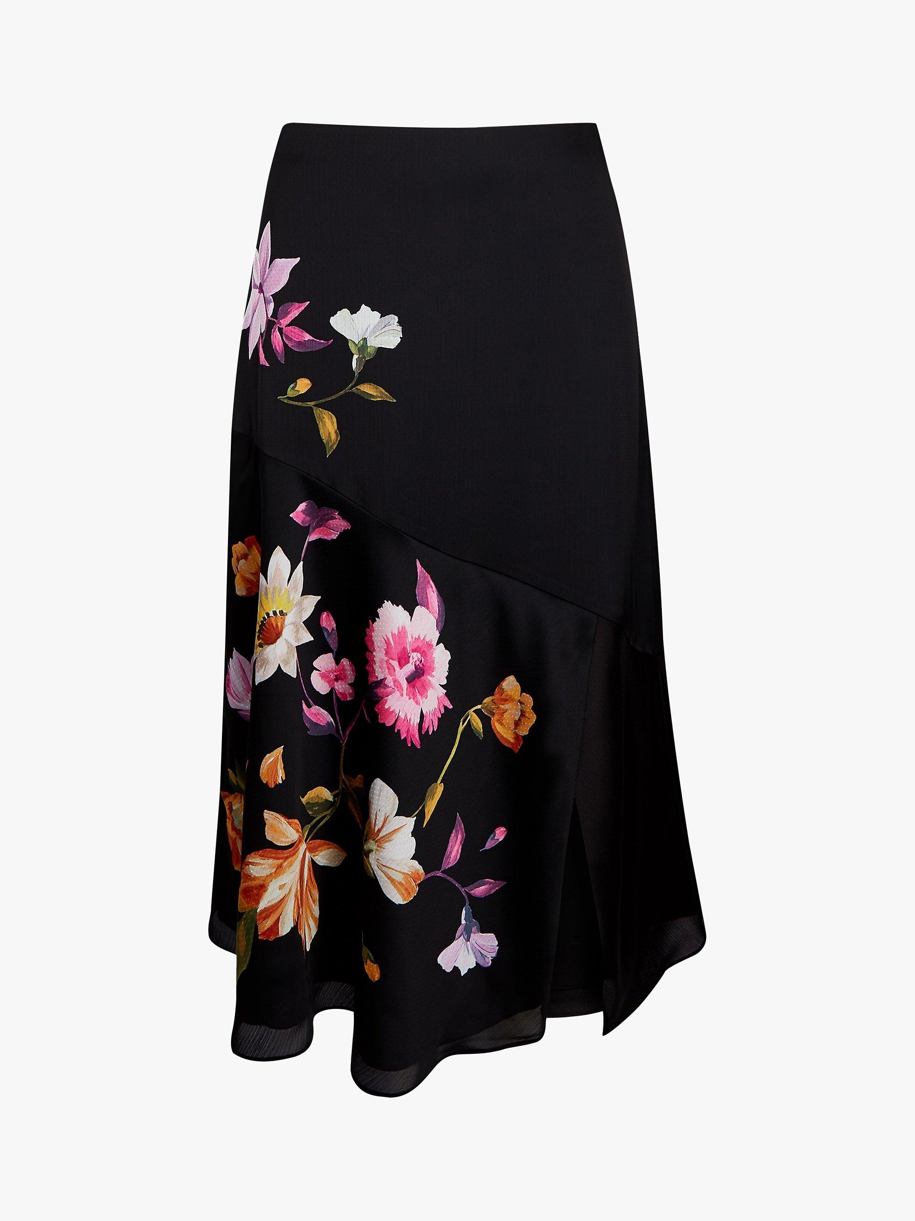Ted Baker Hayleyy Floral Print Skirt, Black/Multi