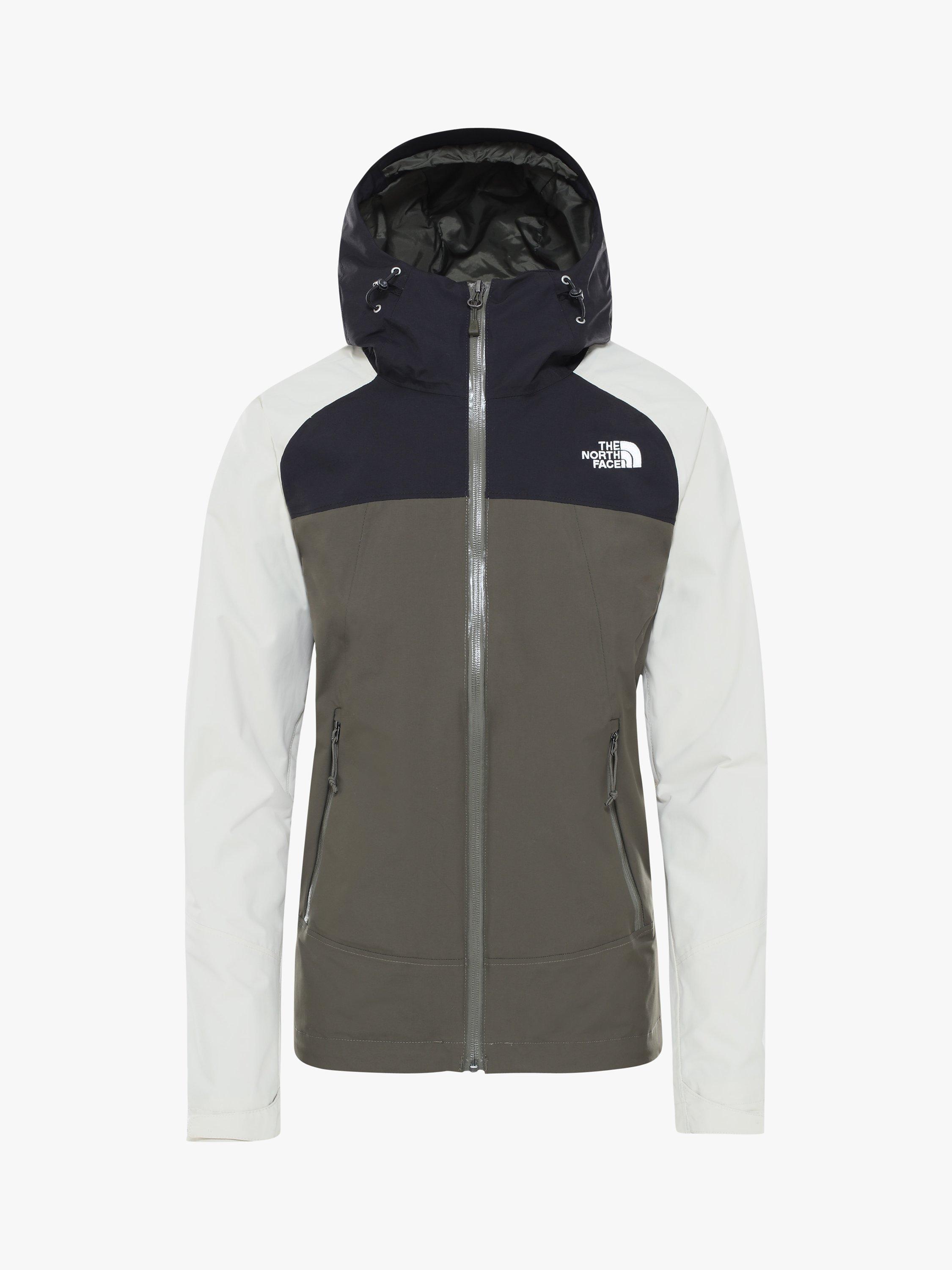 The North Face Stratos Women's Waterproof Jacket, New Taupe Green/Vintage White/TNF Black