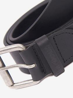 Barbour Matt Leather Belt, Black - view 2, Black