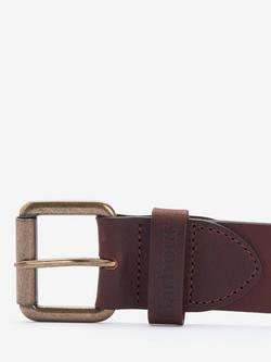 Barbour Matt Leather Belt, Brown - view 2, Brown