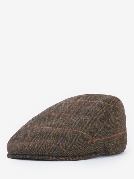 Barbour Cheviot Herringbone Flat Cap, Olive, Olive