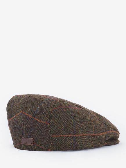 Barbour Cheviot Herringbone Flat Cap, Olive - view 2, Olive