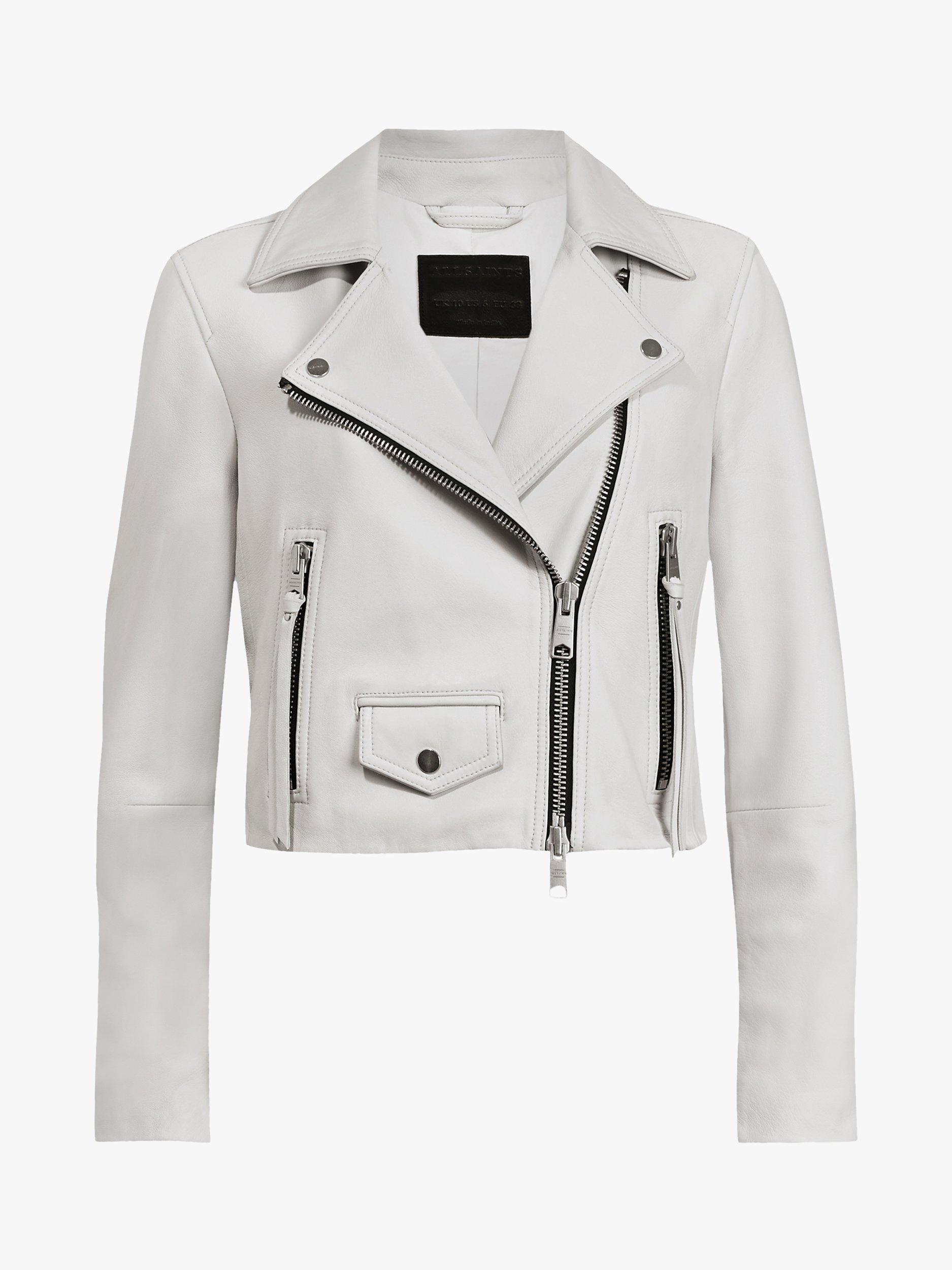 AllSaints Elora Leather Biker Jacket, Off White