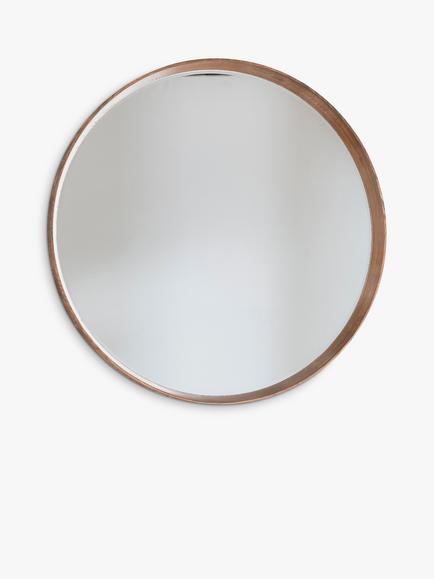 Gallery Direct Keaton Round Wood Frame Wall Mirror, Oak
