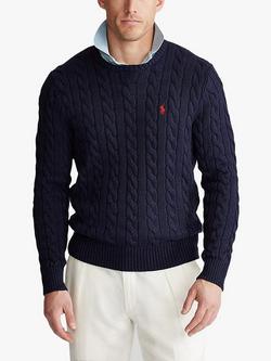 Polo Ralph Lauren Cotton Cable Knit Jumper, Hunter Navy