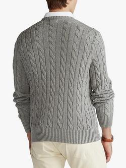 Polo Ralph Lauren Cotton Cable Knit Jumper - view 2, Fawn Frey Heather