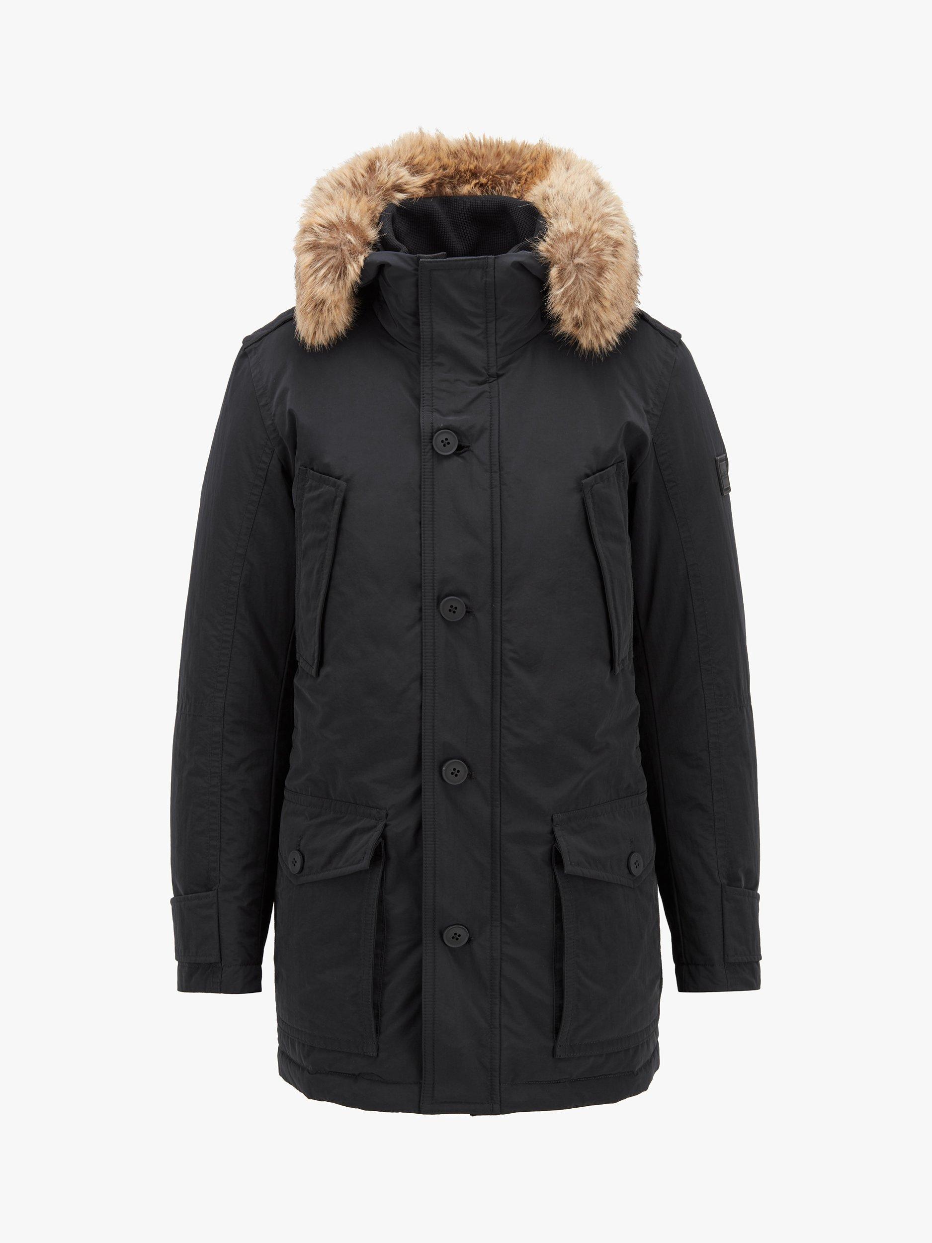 BOSS Opole Faux Fur Parka Jacket, Black