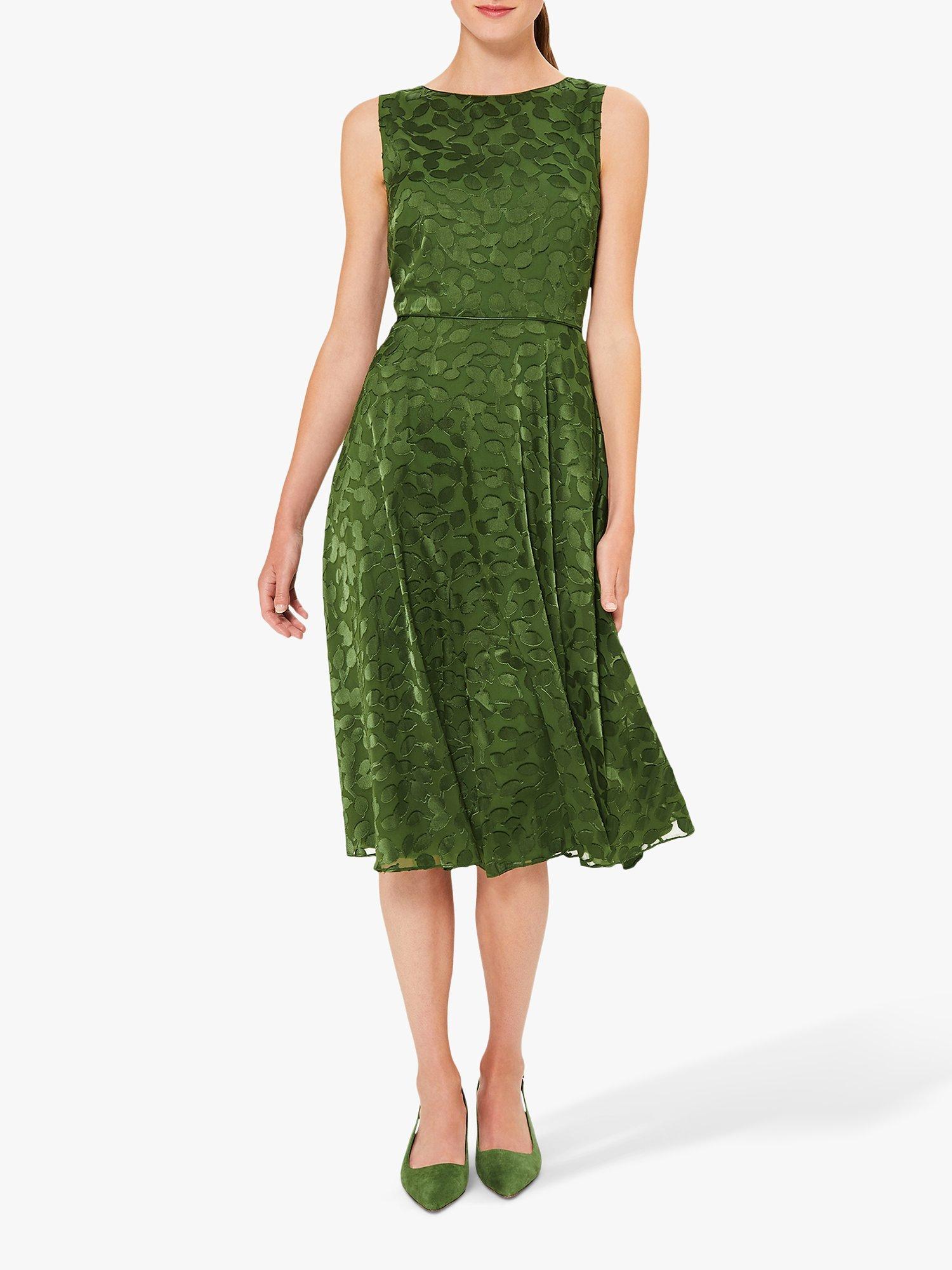 Hobbs Adeline Leaf Dress, Fern Green