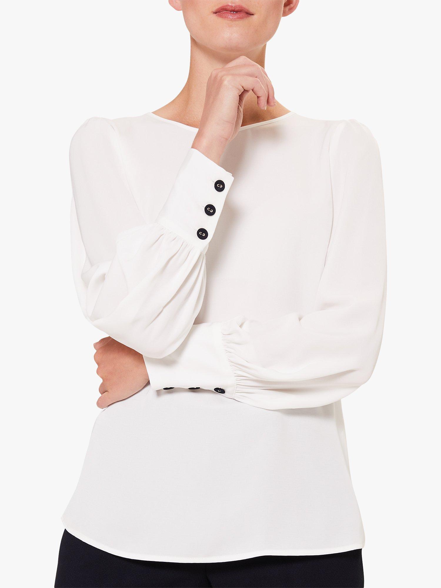 Hobbs Kate Balloon Sleeve Blouse, Ivory