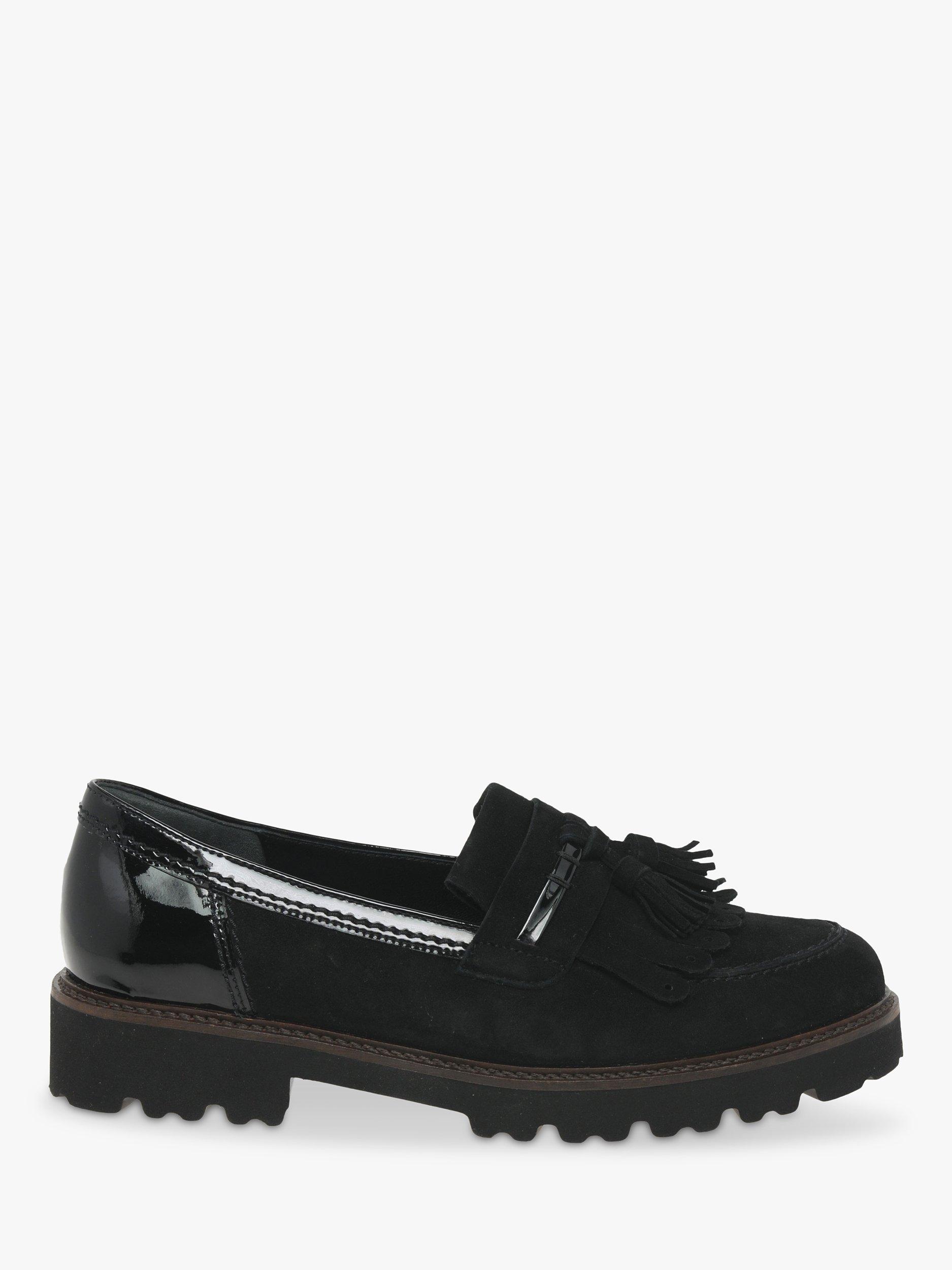 Gabor Sammy Suede Patent Tassel Loafers Black