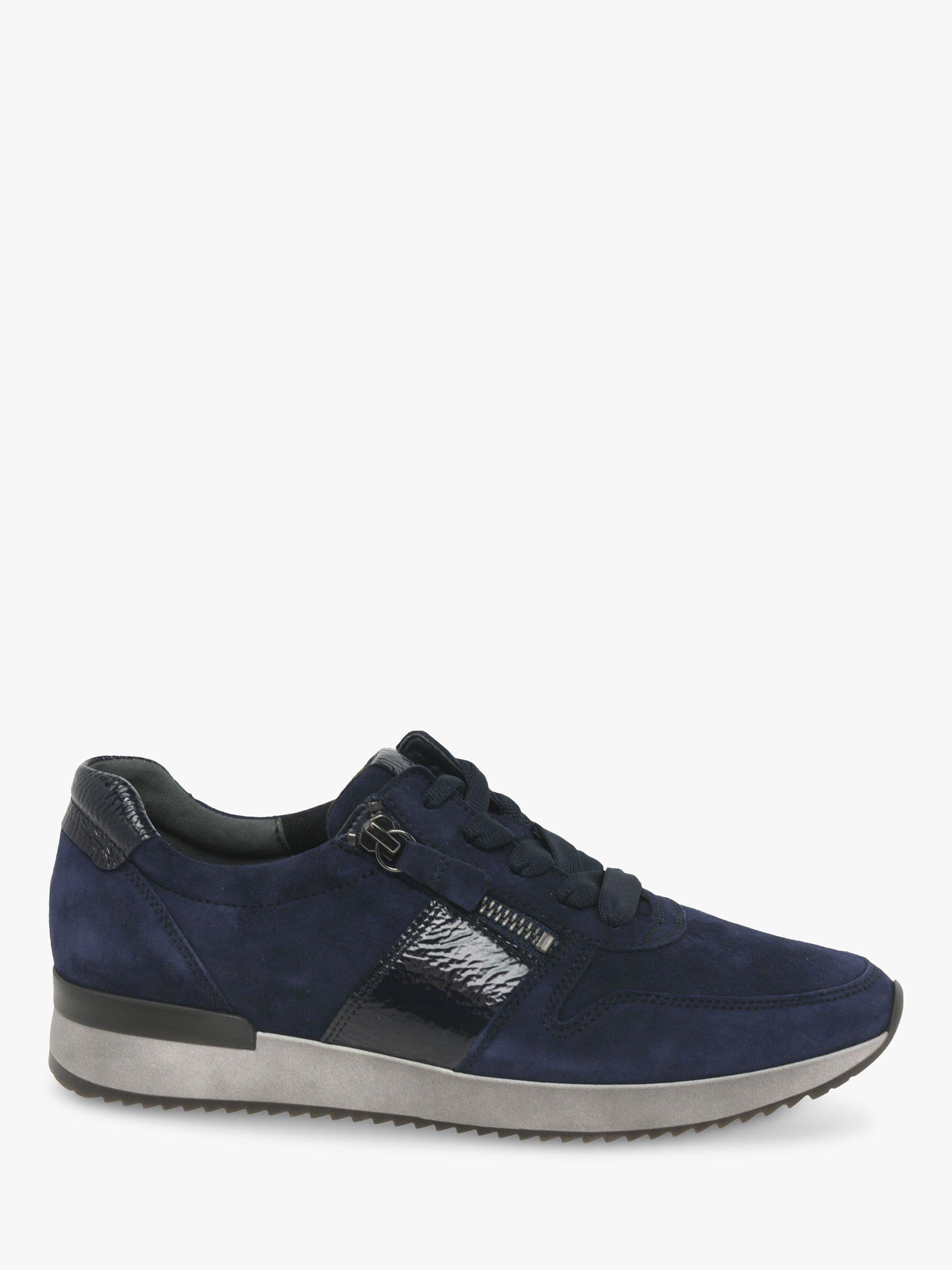 Gabor Lulea Suede Leather Side Zip Trainers, Navy, 3