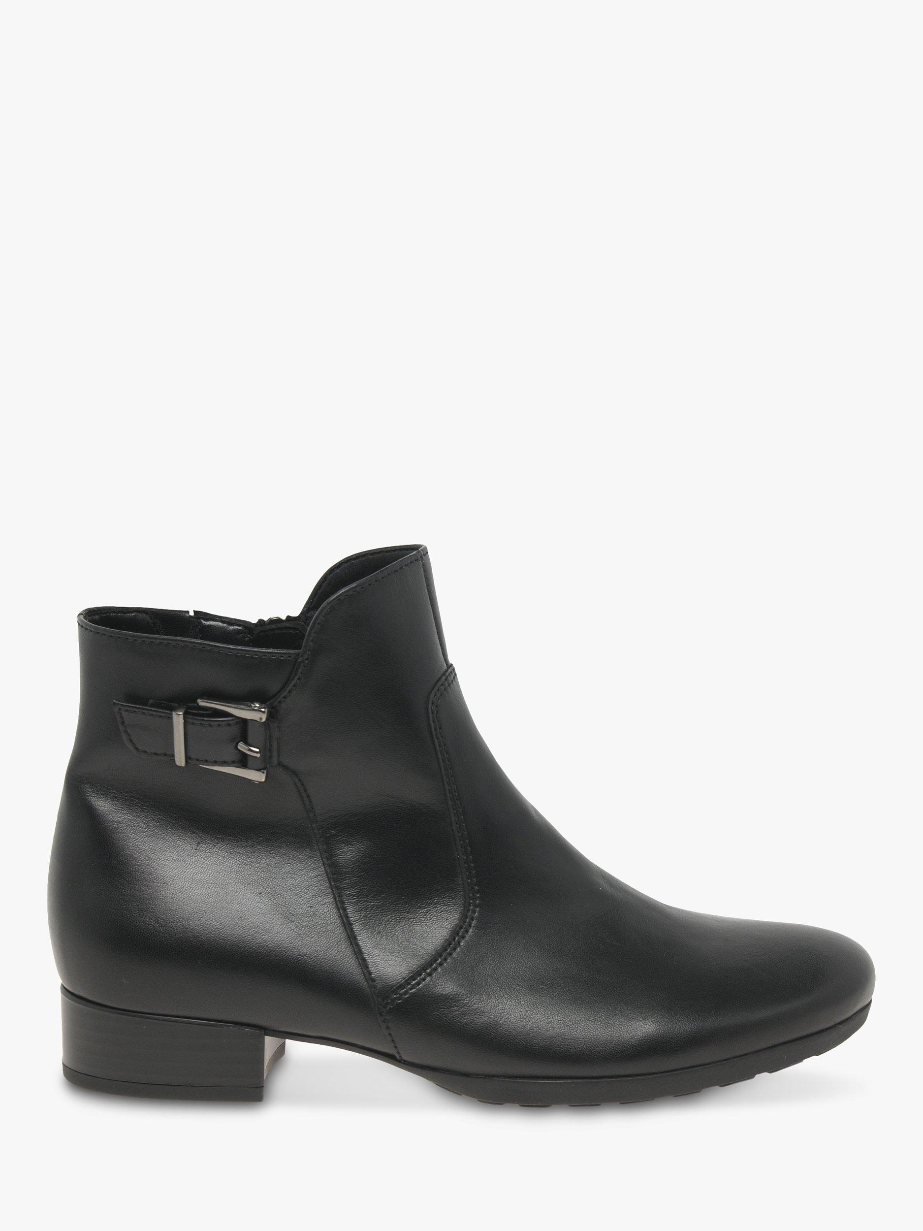 Gabor Bolan Wide Fit leather Side Buckle Ankle Boots Black