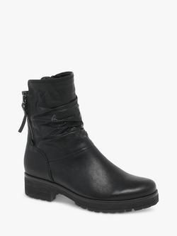 Gabor Zola Wide Fit Leather Biker Boots, Black - view 2, Black
