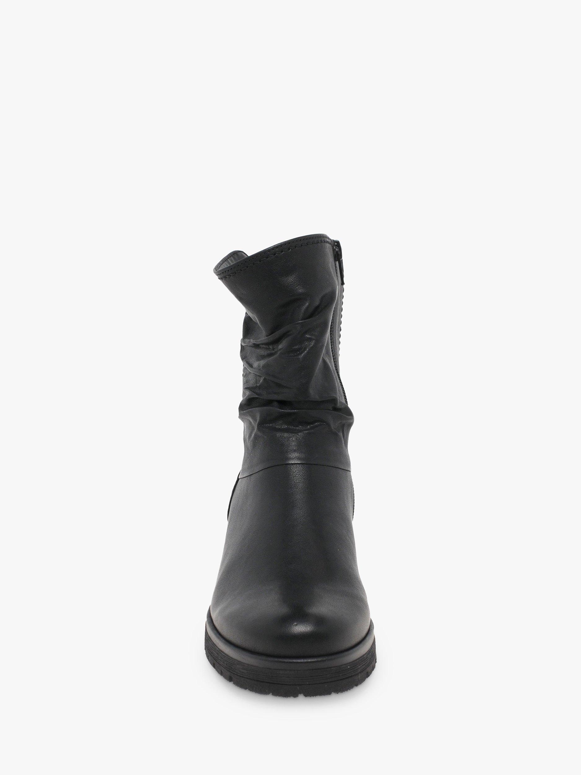 Gabor Zola Wide Fit Leather Biker Boots Black