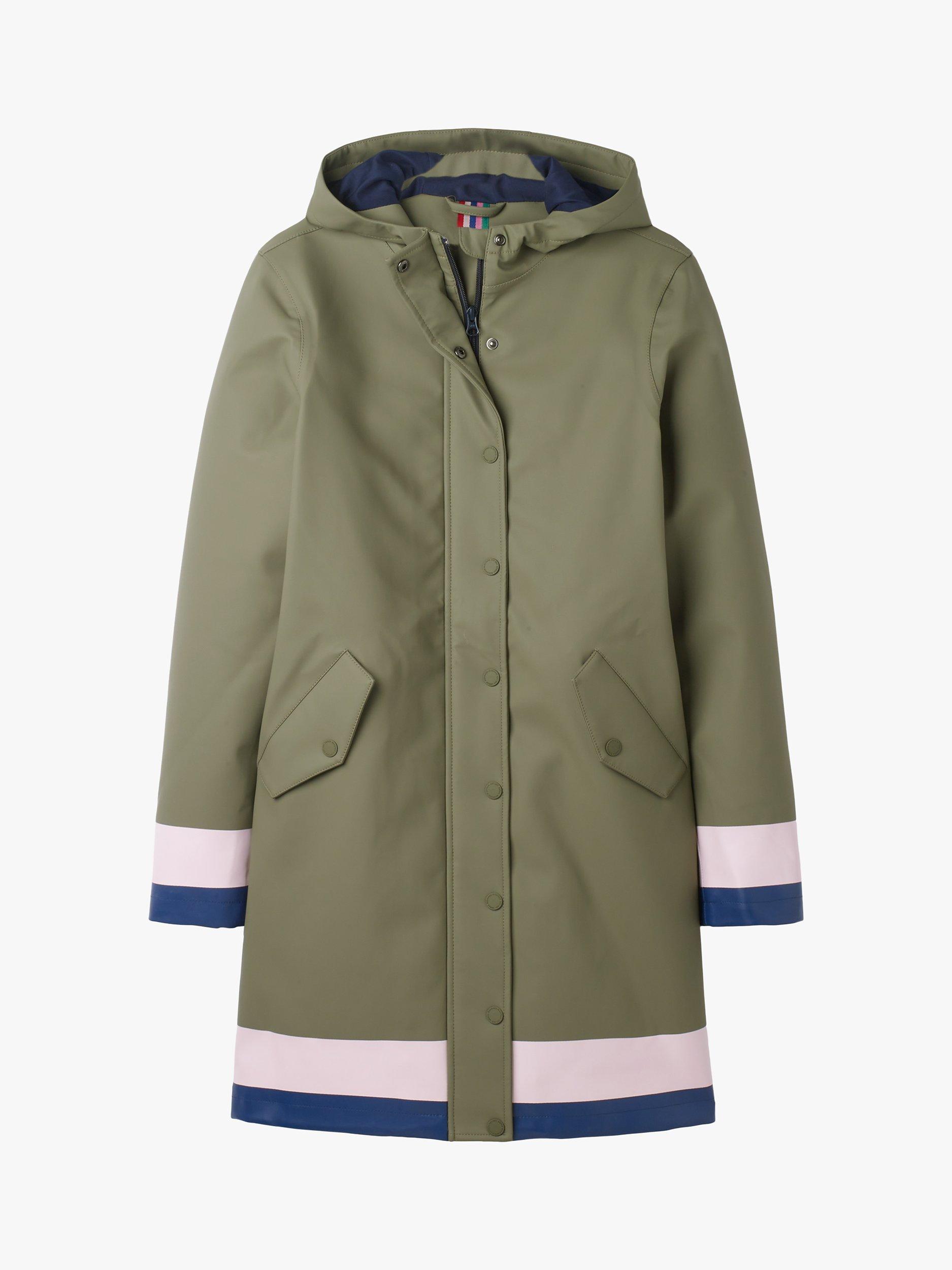 Boden Morris Colour Block Striped Waterproof Mac Khaki