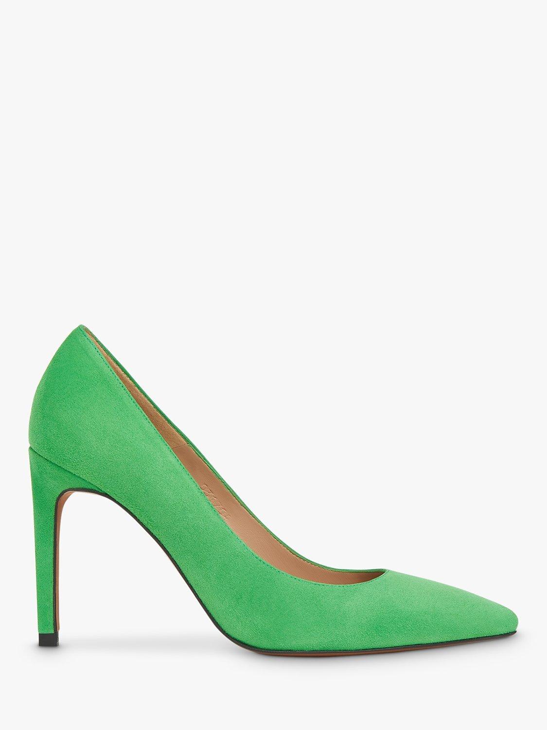 Whistles Cornel Suede Stiletto Heel Court Shoes, Green