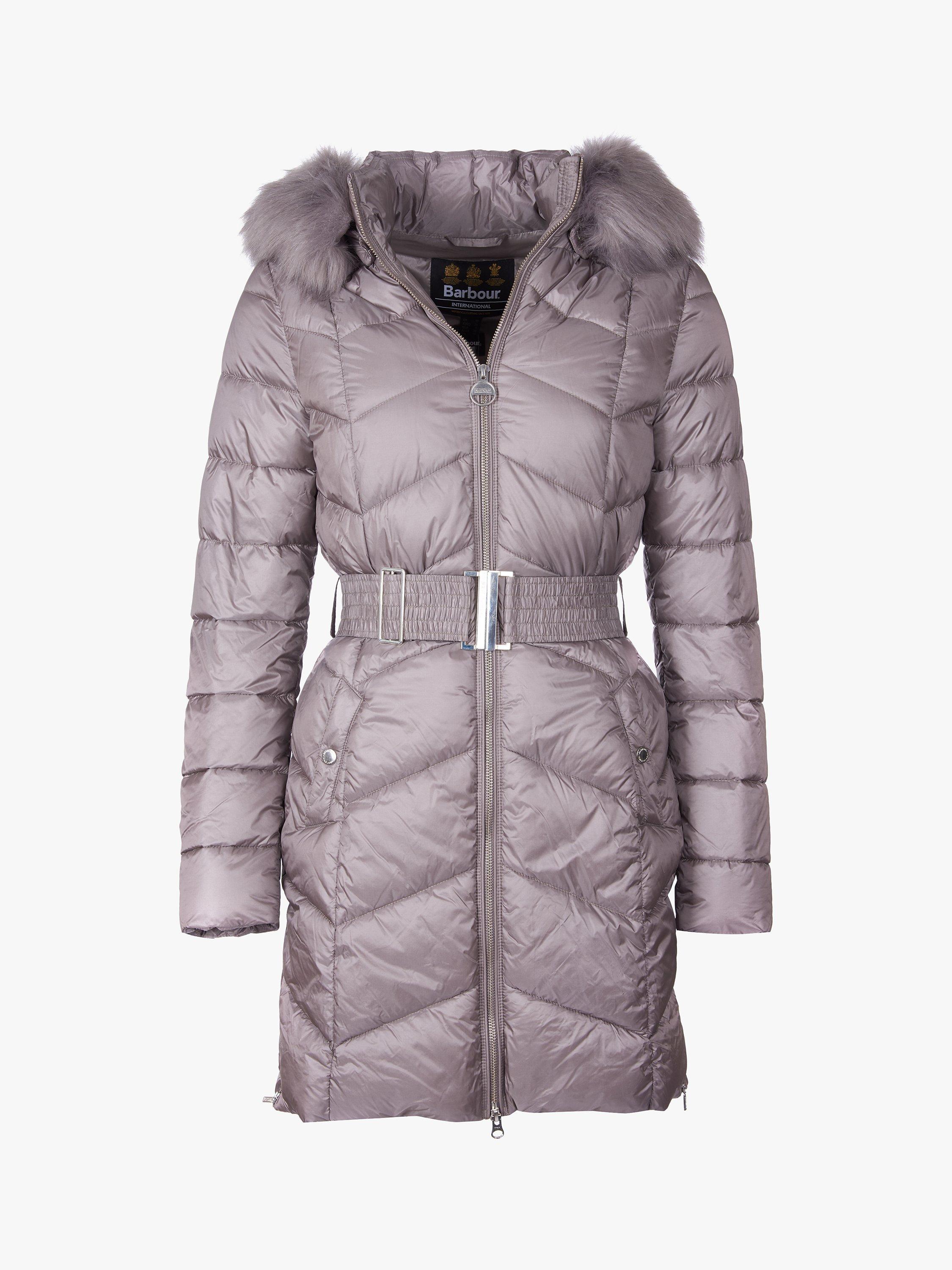 Barbour International Match Quilted Faux Fur Jacket Grey