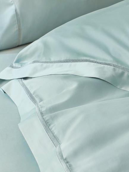 John Lewis Garda Egyptian Cotton Sateen Bedding, 400 Thread Count - view 2, Ice Blue