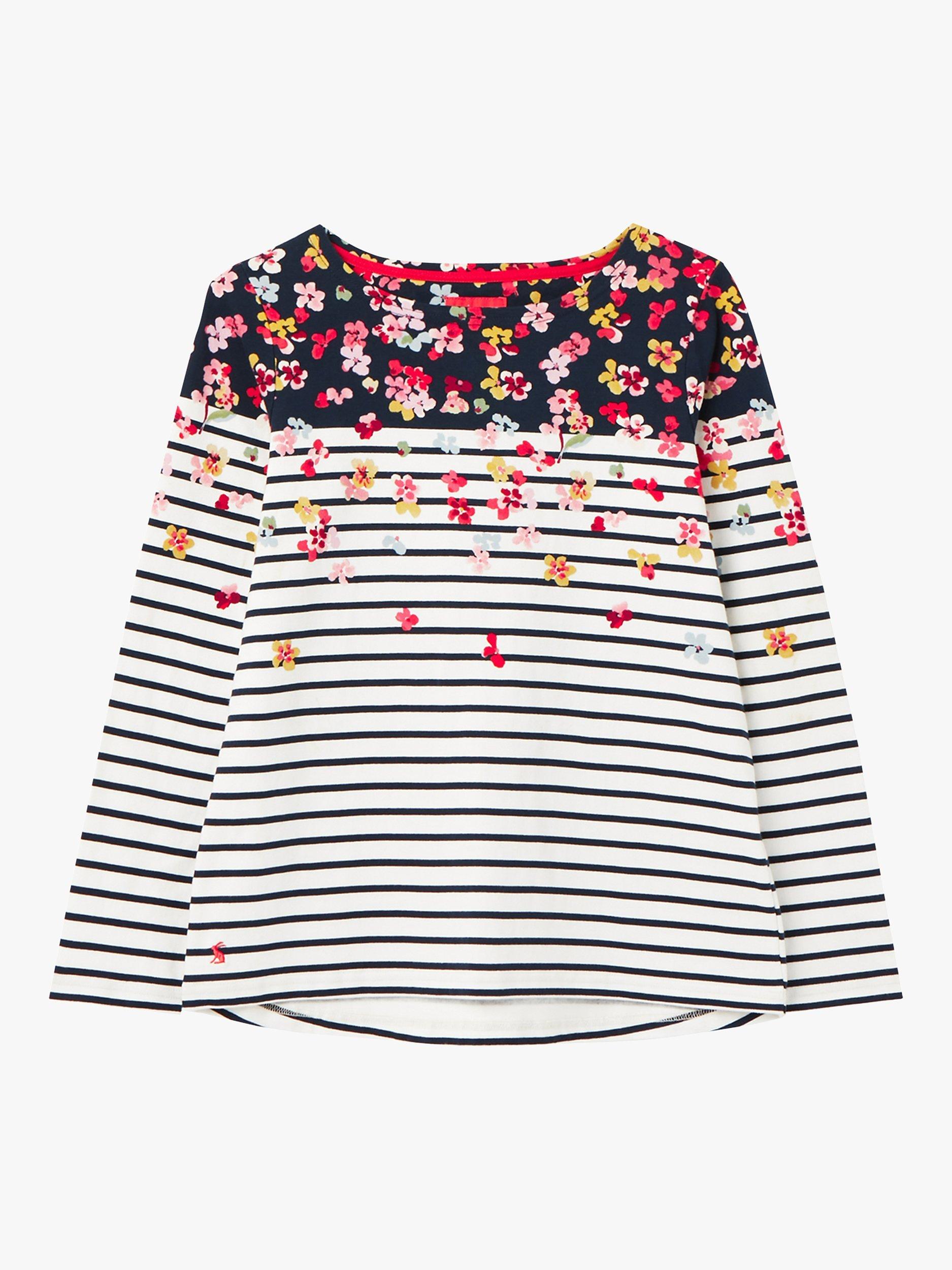 Joules Harbour Floral Print Jersey Top, Navy/Multi