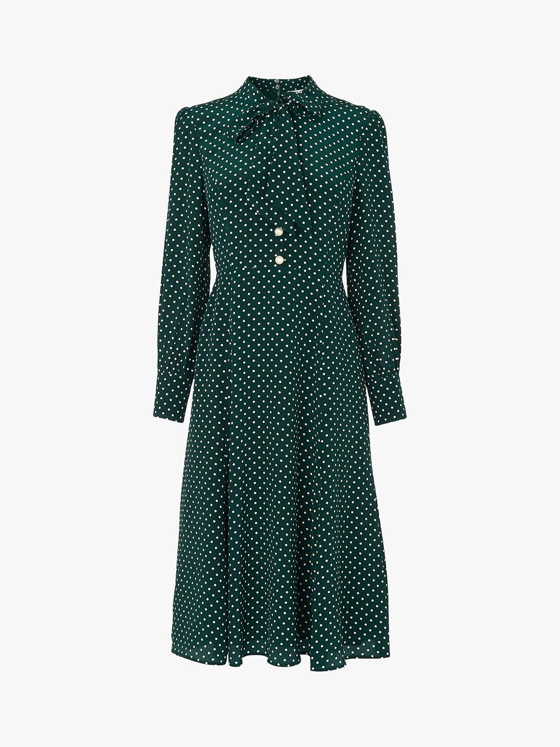 L.K.Bennett Mortimer Silk Polka Dot Tea Dress, Green