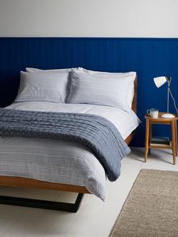 John Lewis Crosby Pure Cotton Seersucker Duvet Cover Set - view 2, Pacific Blue