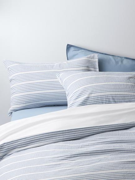 John Lewis Crosby Pure Cotton Seersucker Duver Cover Set, Pacific Blue
