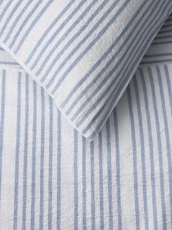 John Lewis Crosby Pure Cotton Seersucker Duvet Cover Set - view 2, Pacific Blue