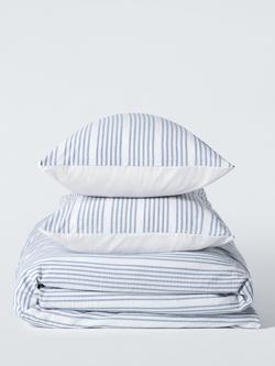 John Lewis Crosby Pure Cotton Seersucker Duvet Cover Set, Pacific Blue