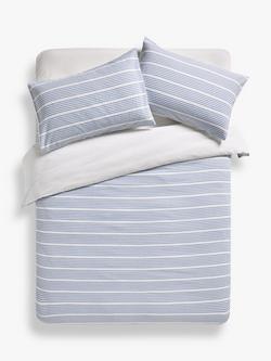 John Lewis Crosby Pure Cotton Seersucker Duvet Cover Set, Pacific Blue