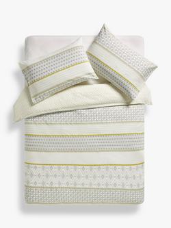 John Lewis Textured and Decorative Fusion Nisha Stripe Duvet Cover Set, Yellow