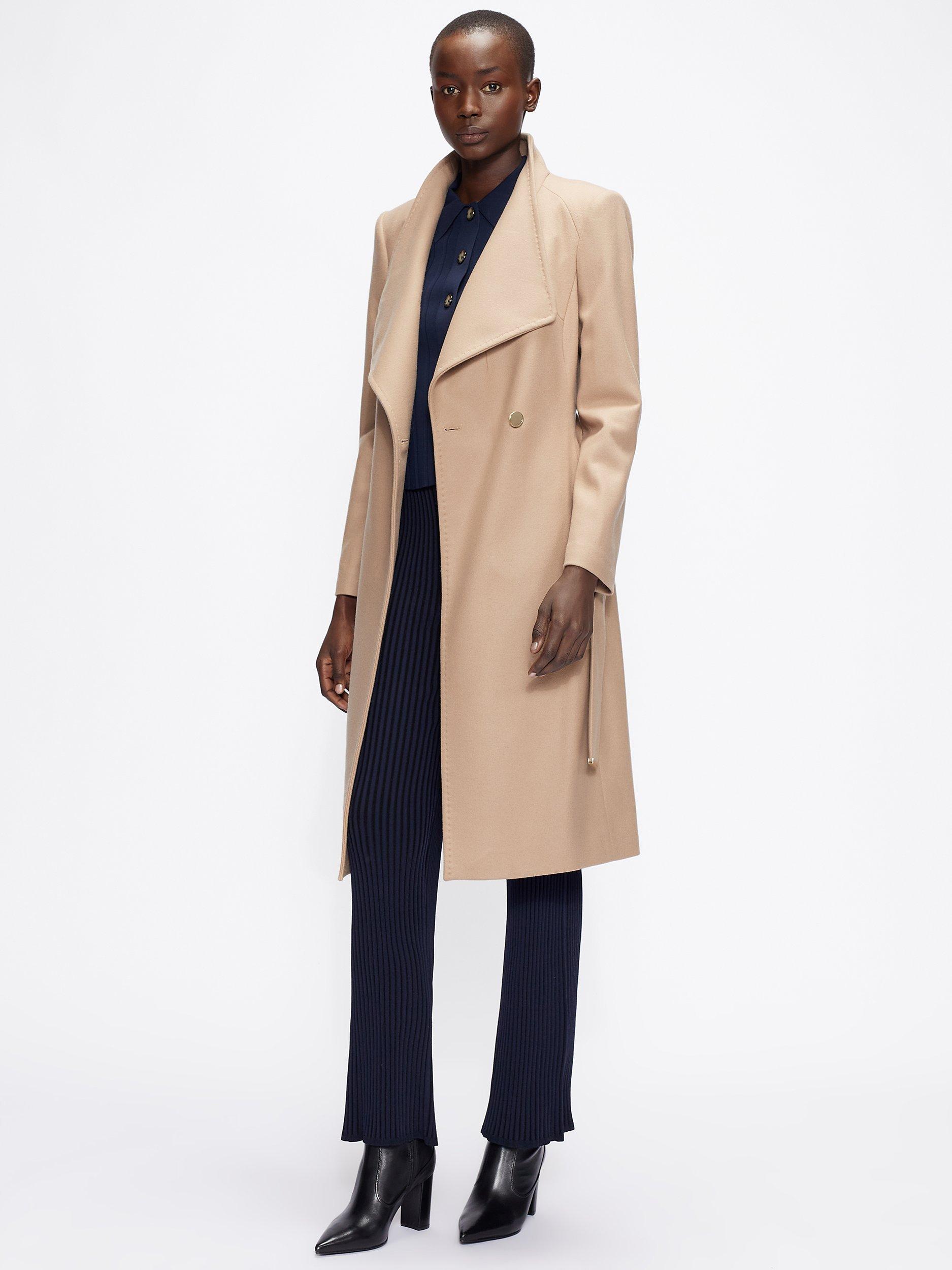 Ted Baker Rose Mid Length Wool Blend Wrap Coat Camel