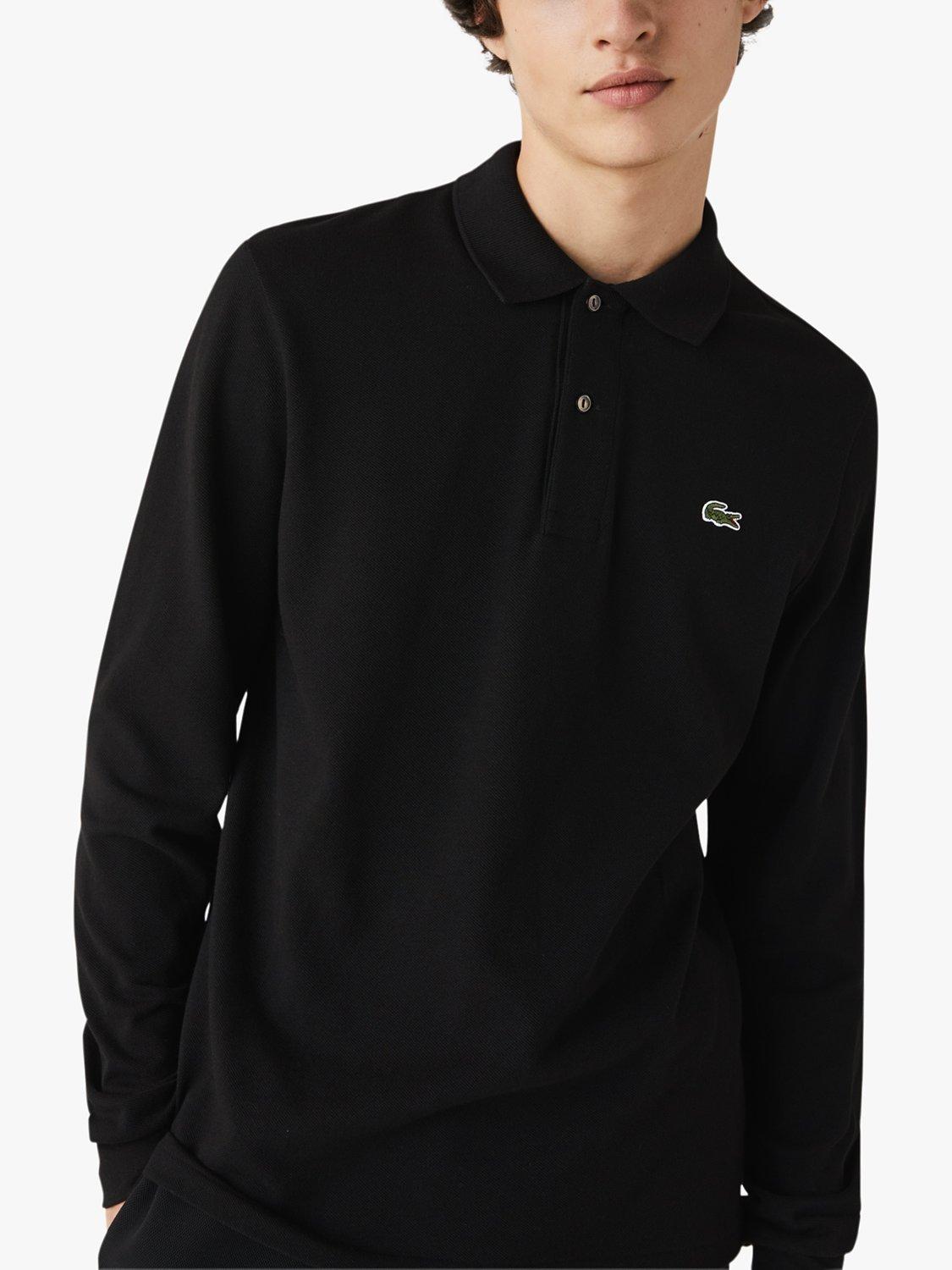 Product image 3 of 7, which shows Lacoste L.13.12 Classic Regular Fit Long Sleeve Polo Shirt, Black, S